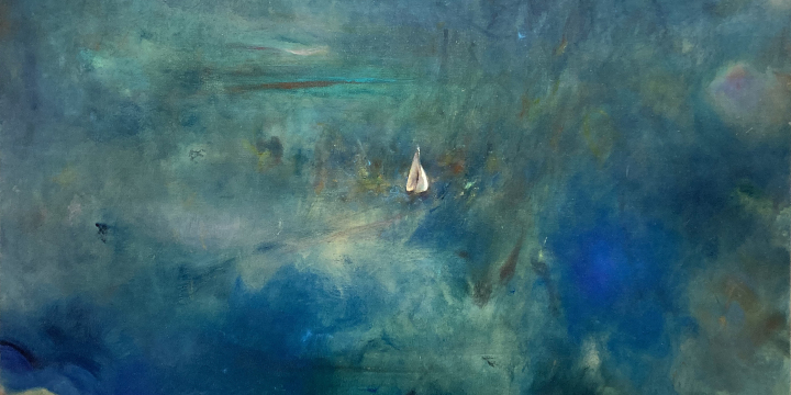 Frank Hoffmann: romantische Ironie 6 (2016), Öl auf Leinwand (95 x 82 cm).