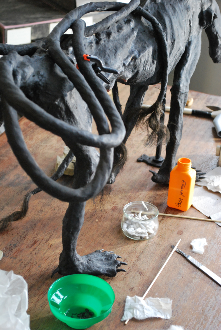 Restaurierung des Siebenköpfigen Drachen im Stadtmuseum Dezember 2020